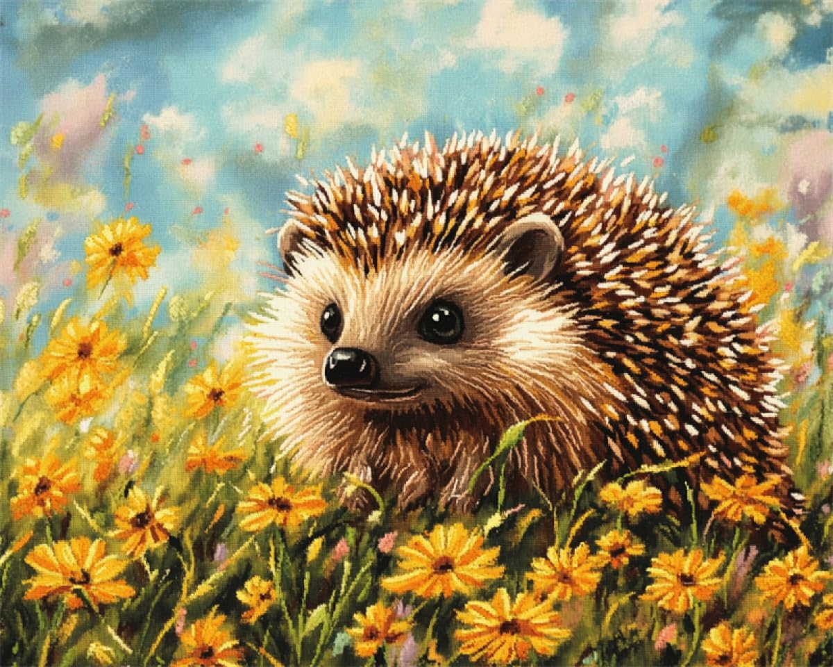 Diy Kit Per Fabbricare Tappeti Kit Di Ganci A Forma Di Riccio E Fiori Per Adulti Kit Di Ganci A Forma Di Animali Fantasy，Kit Di Creazione Di Tappeti Diy Con Motivo Colorato Stampato，Kit 100x140cm