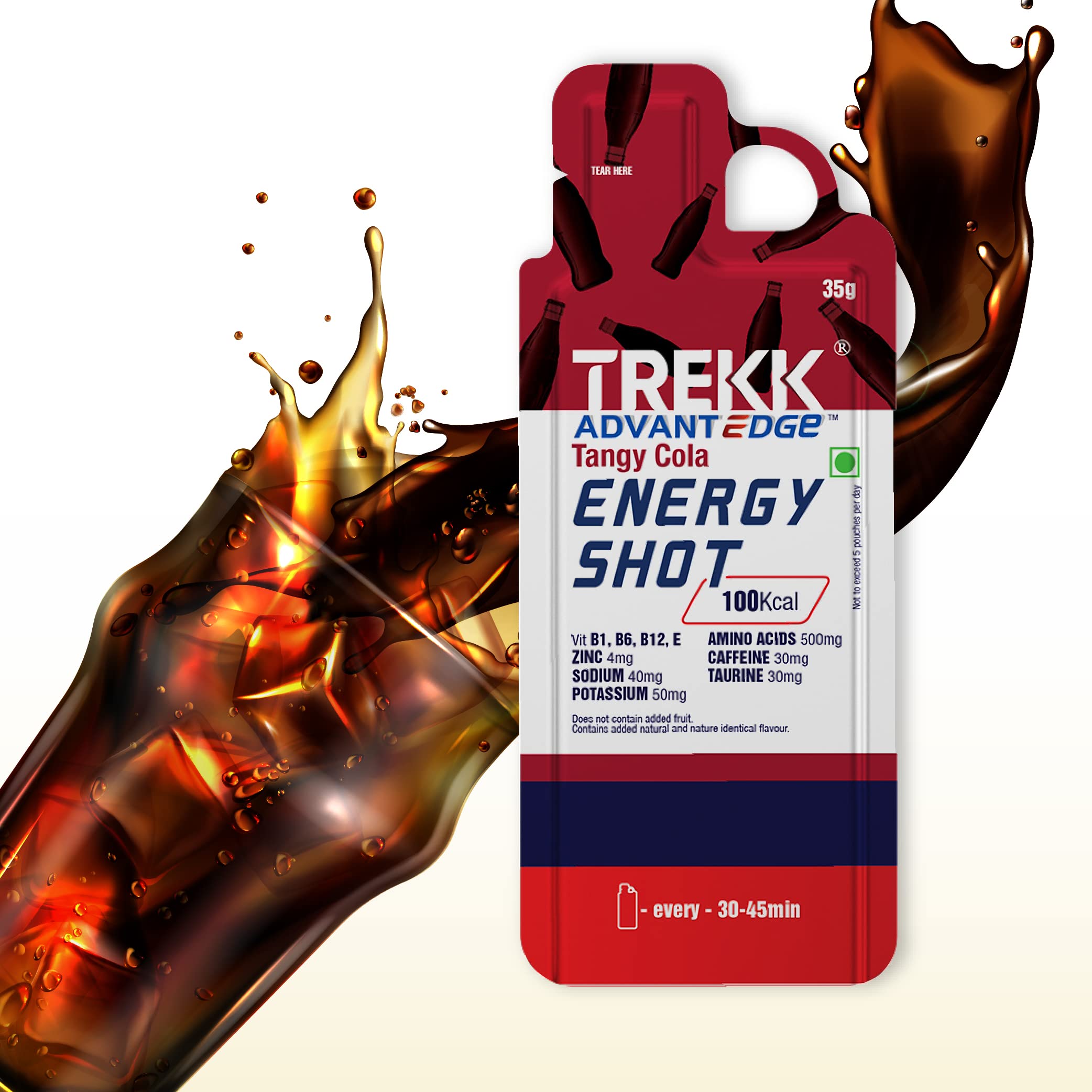 TREKK Tangy Cola Energy Gel Shot 35g- Pack of 5-Instant Energy- Performance+Endurance-With Added 500mg BCAA+Caffeine+Taurine+Multivitamins+Minerals-100Kcal per Gel Pack (B0BHHW4GWL) Amazon Price History, Amazon Price Tracker