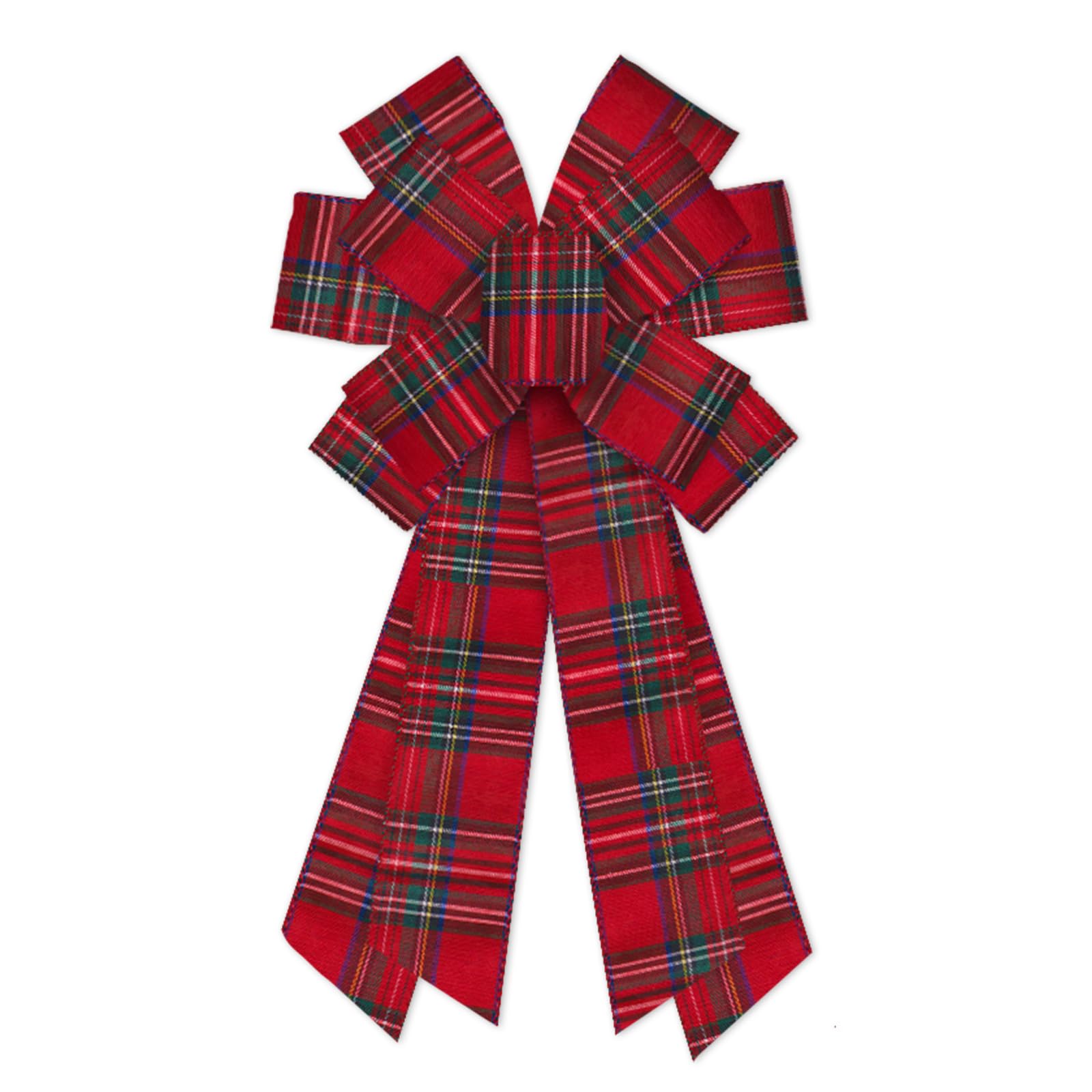 Threetols Large Christmas Bows for Wreath,Vintage Red Buffalo Plaid Wreath Bow Xmas Decor Bows for Front Door, Classic Burlap Ornament Tree Topper Bows for Christmas Indoor Outdoor Decor
