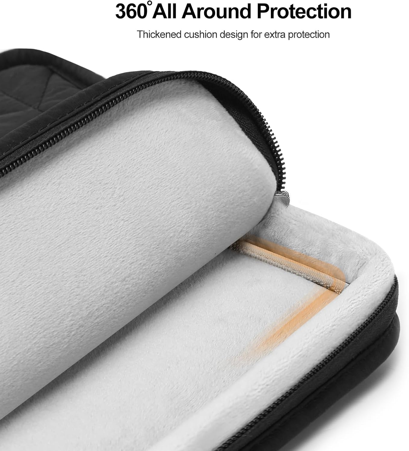 MOSISO 360 Protective 13-14 inch Laptop Case, 13.3 inch Laptop Sleeve Lightweight Petal Quilted Computer Bag Compatible with MacBook Air 13.6/Pro 13/14, HP, Dell, ASUS, Lenovo with Small Case, Black - Image 5