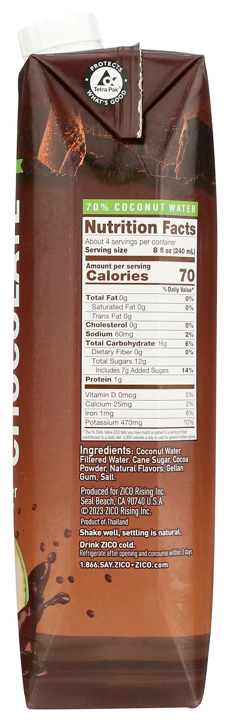 Amazon.com : Zico Coconut Water, Chocolate, 33.8 oz : Grocery
