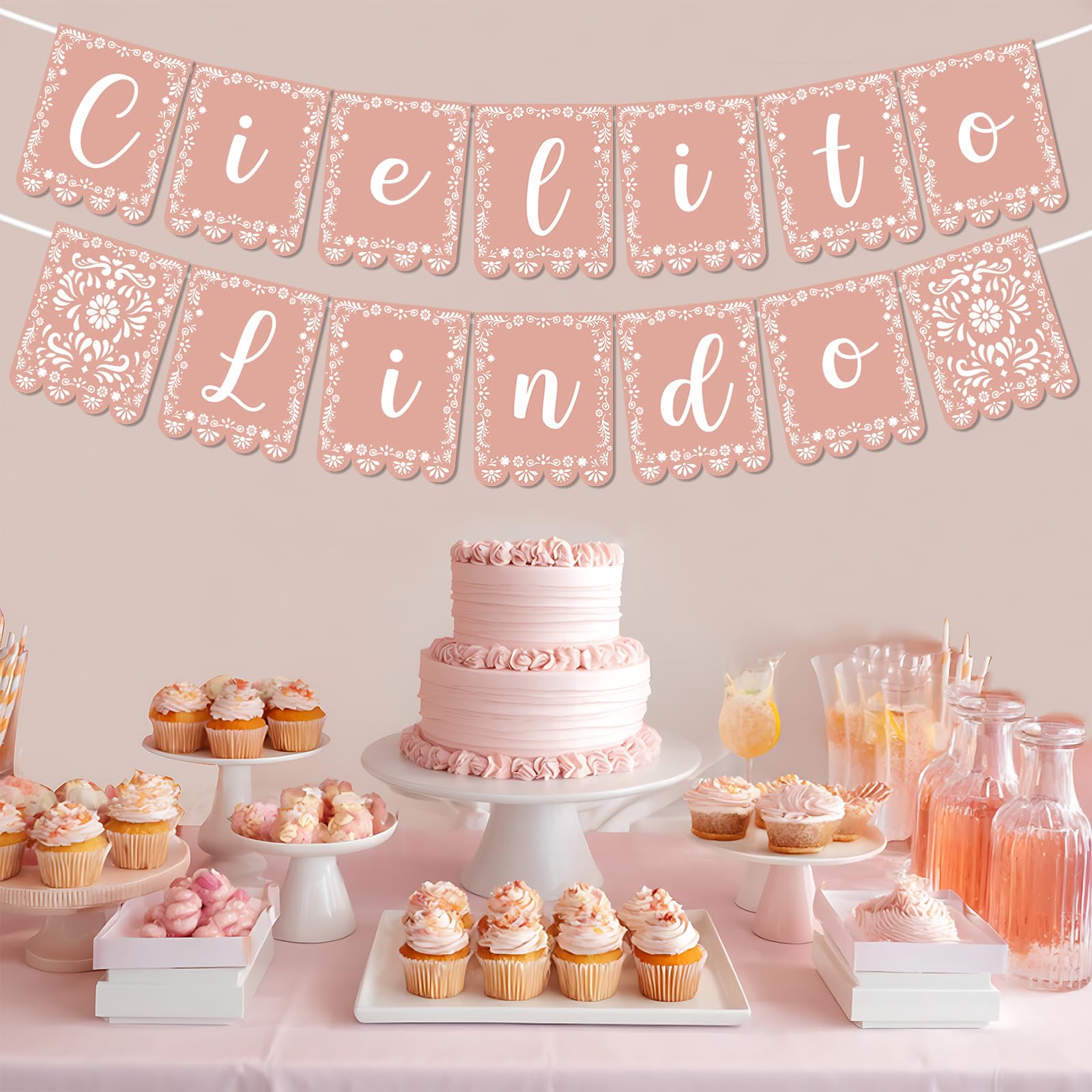 Cielito Lindo Party Decorations Pink Cielito Lindo Papel Picado Banner Mexican Baby Shower Banner for Girls Baby Shower Mexican Cinco de Mayo Fiesta - Image 3