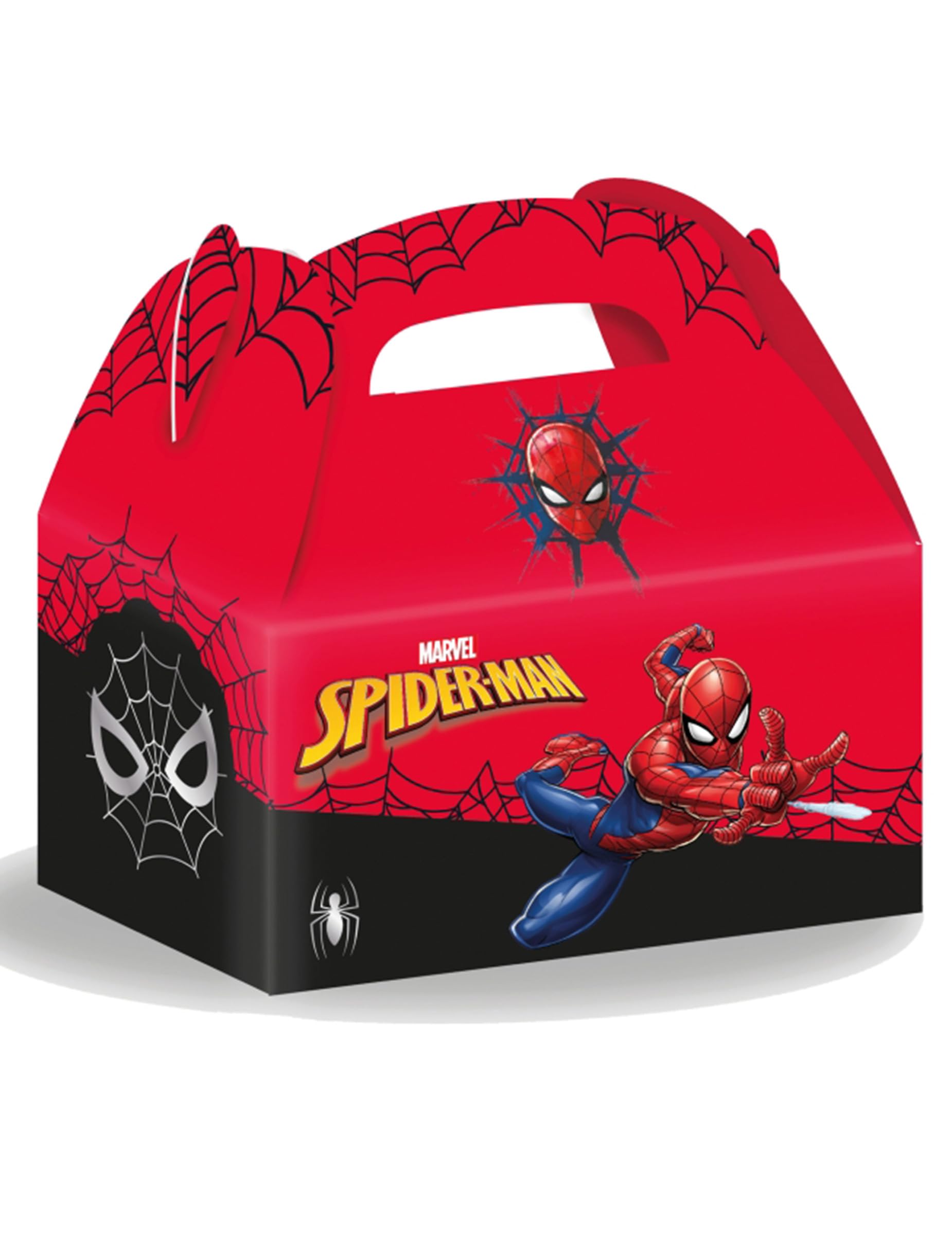 Procos 4 Spiderman Treat Boxes for Children's Birthday Parties with Carry Handles, 15.5 cm x 8.5 cm x 9 cm, Made of Cardboard, Gift Children's Birthday Decoration