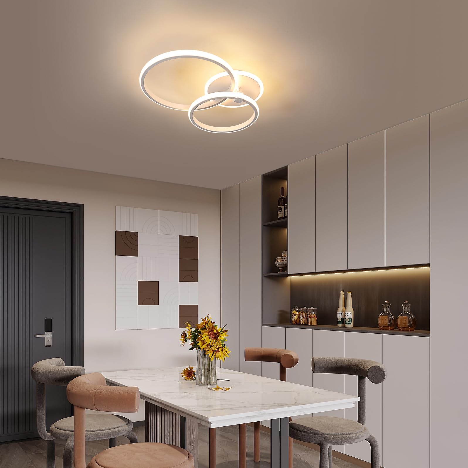DELIPOP Plafoniera LED Moderno, 42W 4725LM Lampada da Soffitto Rotondo, Lampadario LED Luce Calda 3000K per Soggiorno Camera da Letto Cucina, Bianco