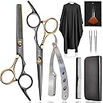 Hair Scissors Barber Shears Set, Fcysy Professional Hair Cutting Kit, Haircut Thinning Shears for Haircutting, Hairdresser Trimming Scissors Tools for Men Women Pet