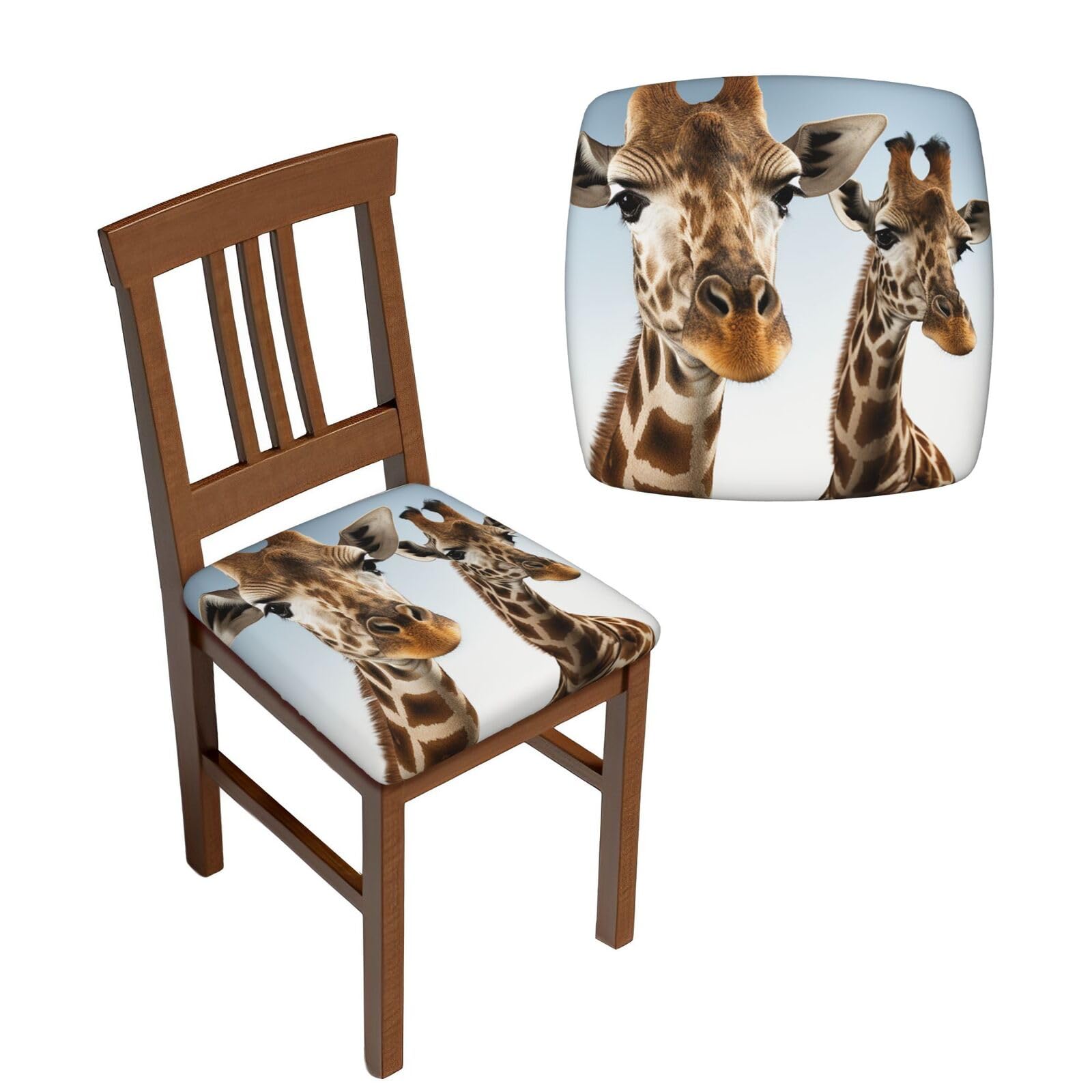 FodPand 2PCS Dining Chair Covers for Dining Room Necks of Giraffe Chair Seat Cover Stretch Parsons Chair Slipcover Removable Washable Seat Cushion Slipcovers Cover for Kitchen Office