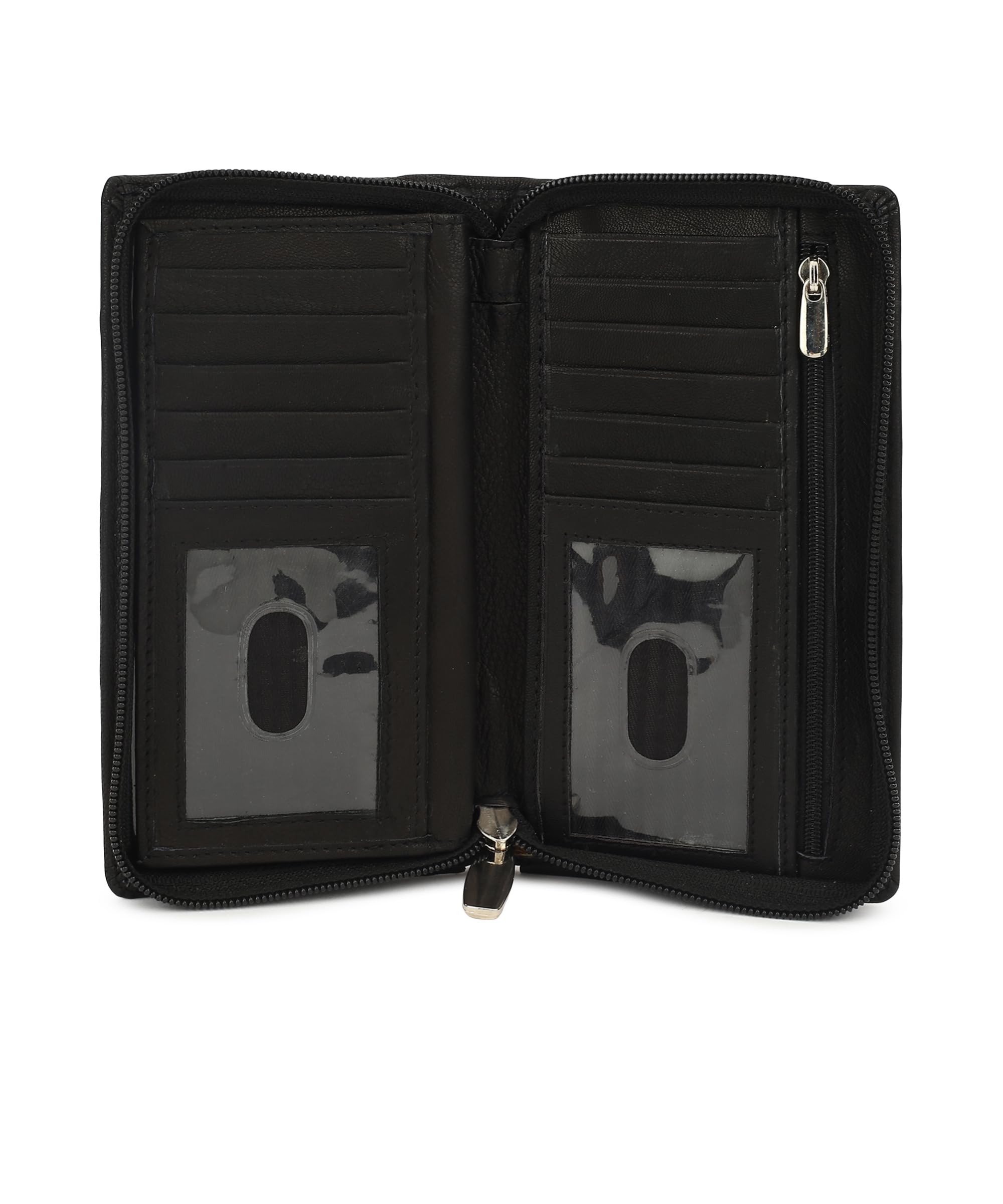 LeatherBoss All Around Zipper Checkbook Holder With Pull Out Checkbook