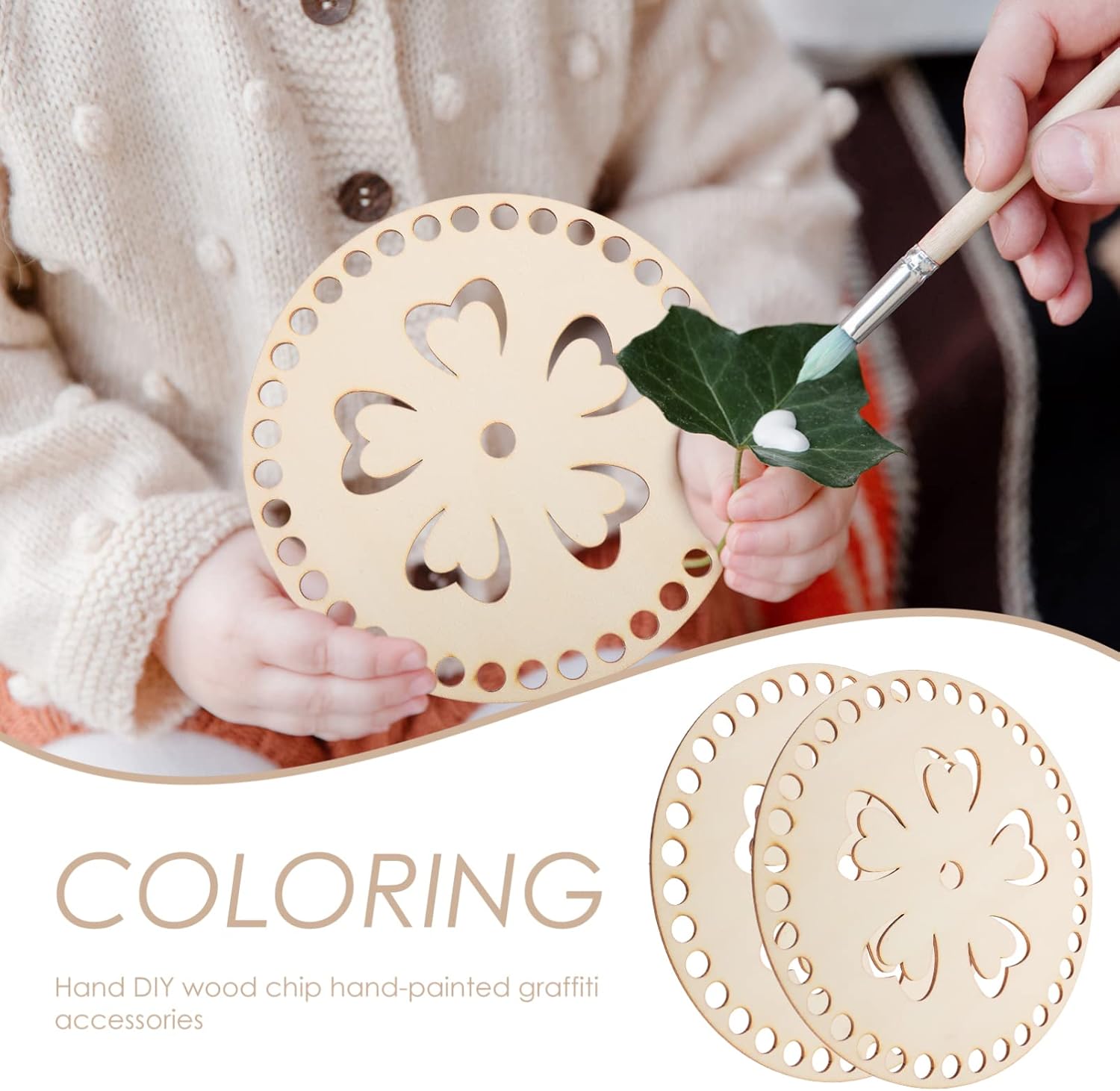 8pcs Crocheting Accessories Wood Bases Bottom for Bag Round Style Cutout Making Blank Shaping Weaving Board Front Basket Wooden Supplies Craft Crochet DIY Knitting