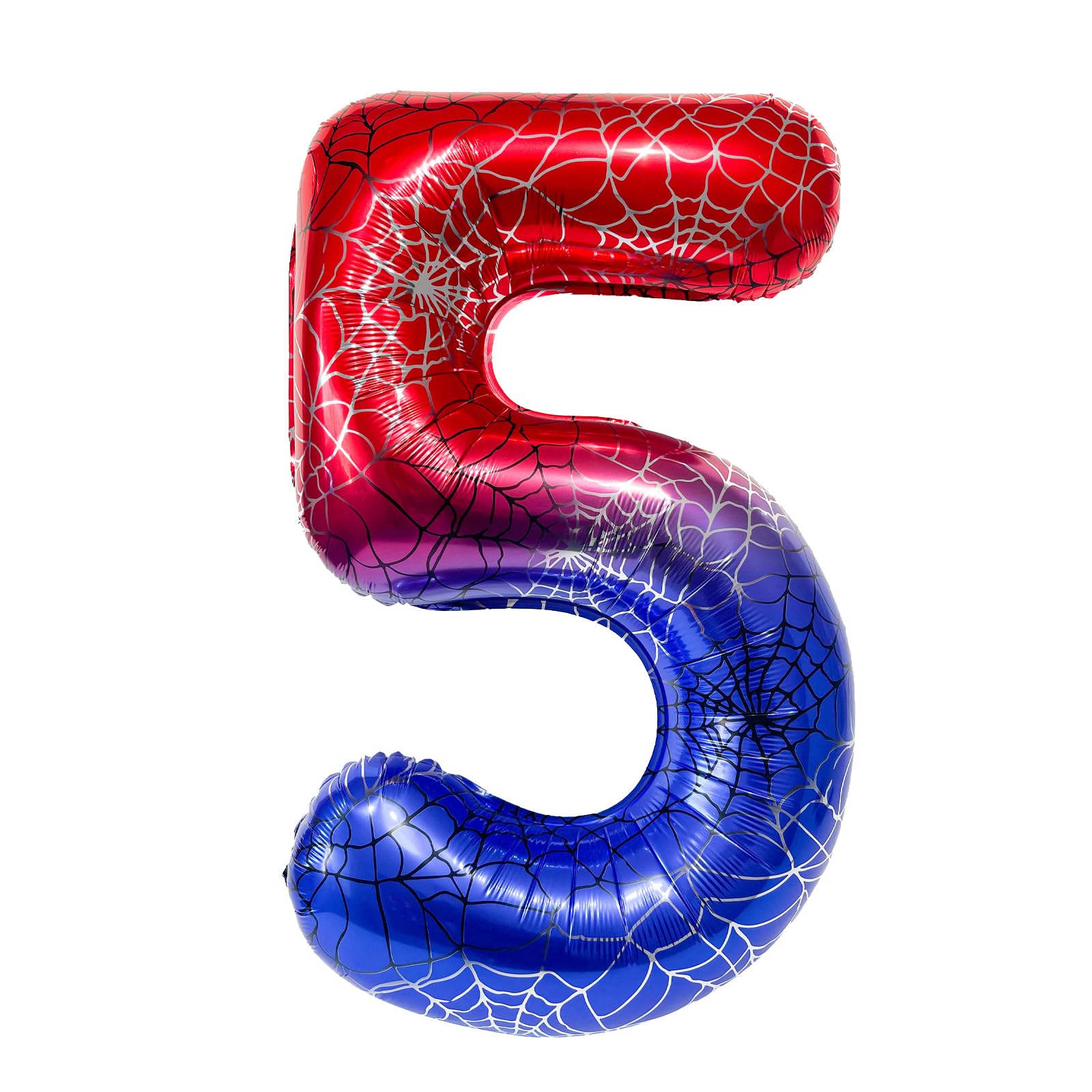 CHUNLINLAODA 40 Inch Giant Spider Web Number Birthday Balloon, Spider Theme Number Foil Balloon, Number 5 Balloons for Boys Birthday Baby Shower Anniversary Supplies (Multicolor C) — image 1