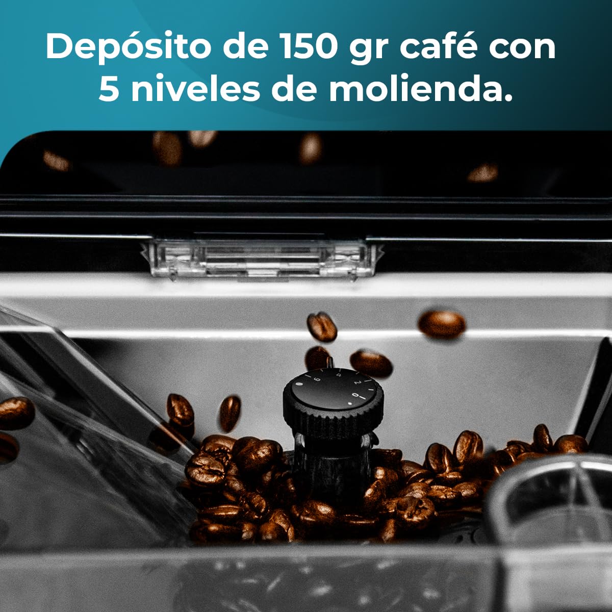 Cecotec Cafetera Superautomática Cremmaet Compactccino Black, 19 Bares, Sistema Thermoblock, Grano recién molido con Plug&Play, Depósito 150gr café con molinillo, 1,1 L agua, 400ml leche