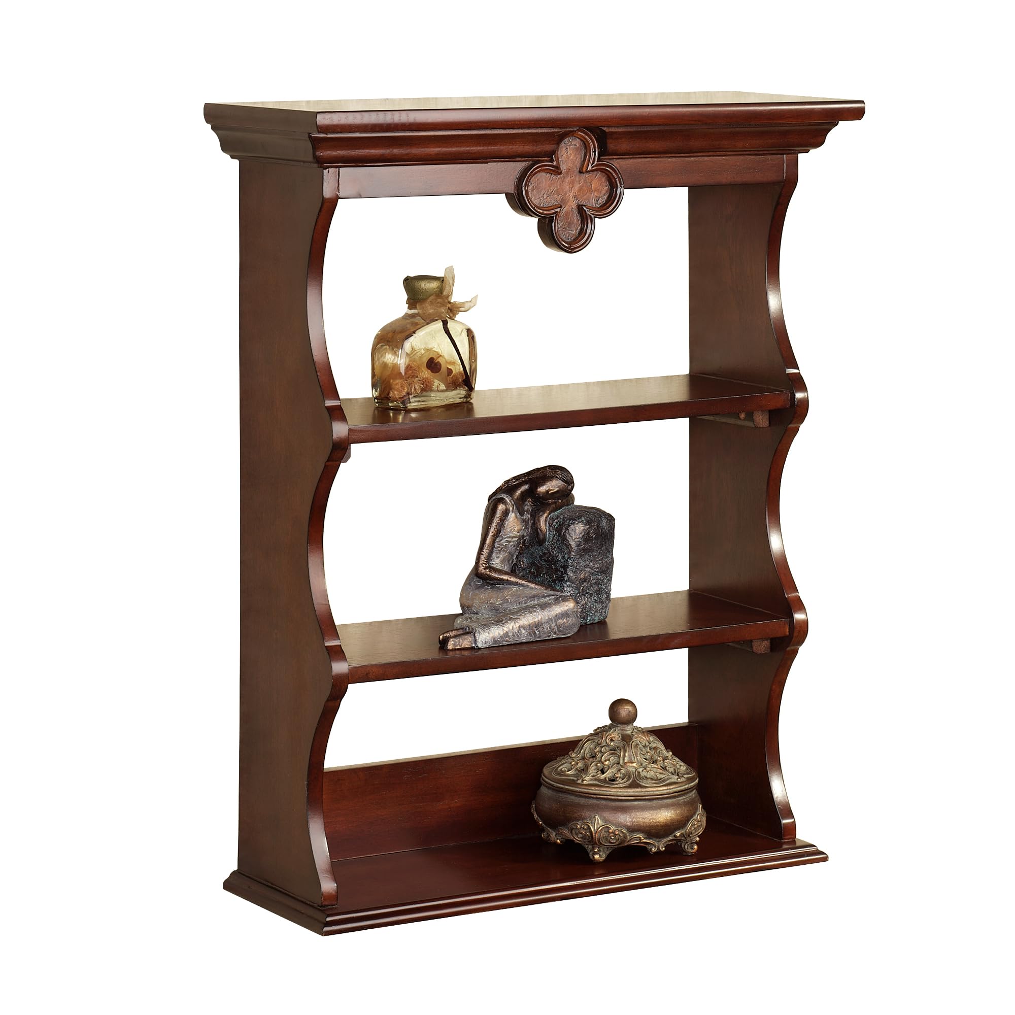 Touch of Class Kingscourt Traditional Style Wall Shelf Regal Walnut | Elegant Display Shelves for Bedroom, Hallway, Entryway, Office | Wooden Decor