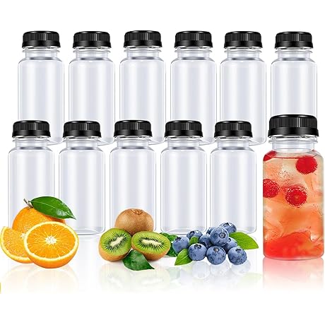 Miniature Plastic Juice Containers, Set of 12 - 3 OZ.