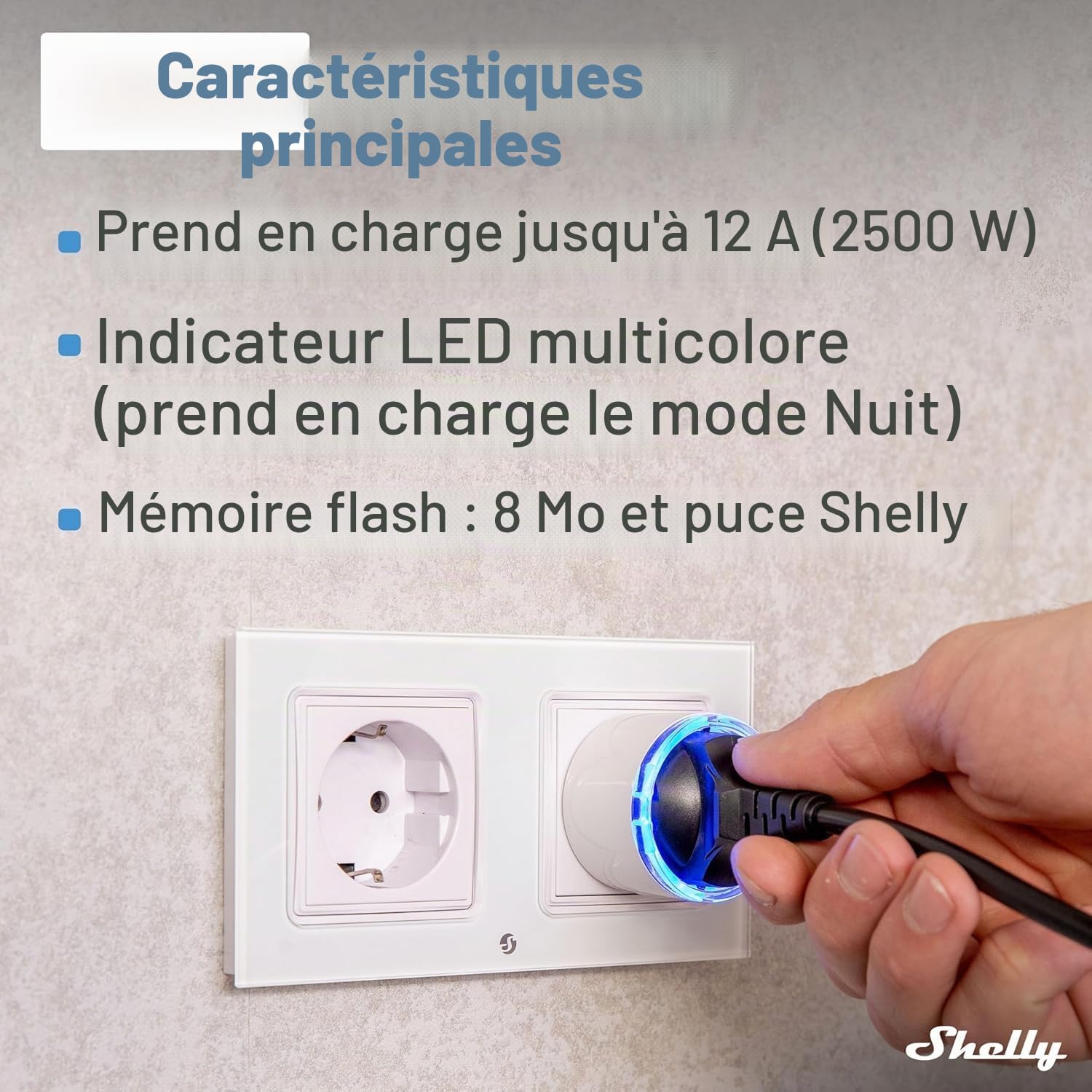 Shelly Plug S MTR Gen3 Blanc Lot de 4 Prise Intelligente Certifié Matter avec Surveillance de Puissance et Affichage LED Multicolore Télécommande APP pour iOS et Android Accessoire Google