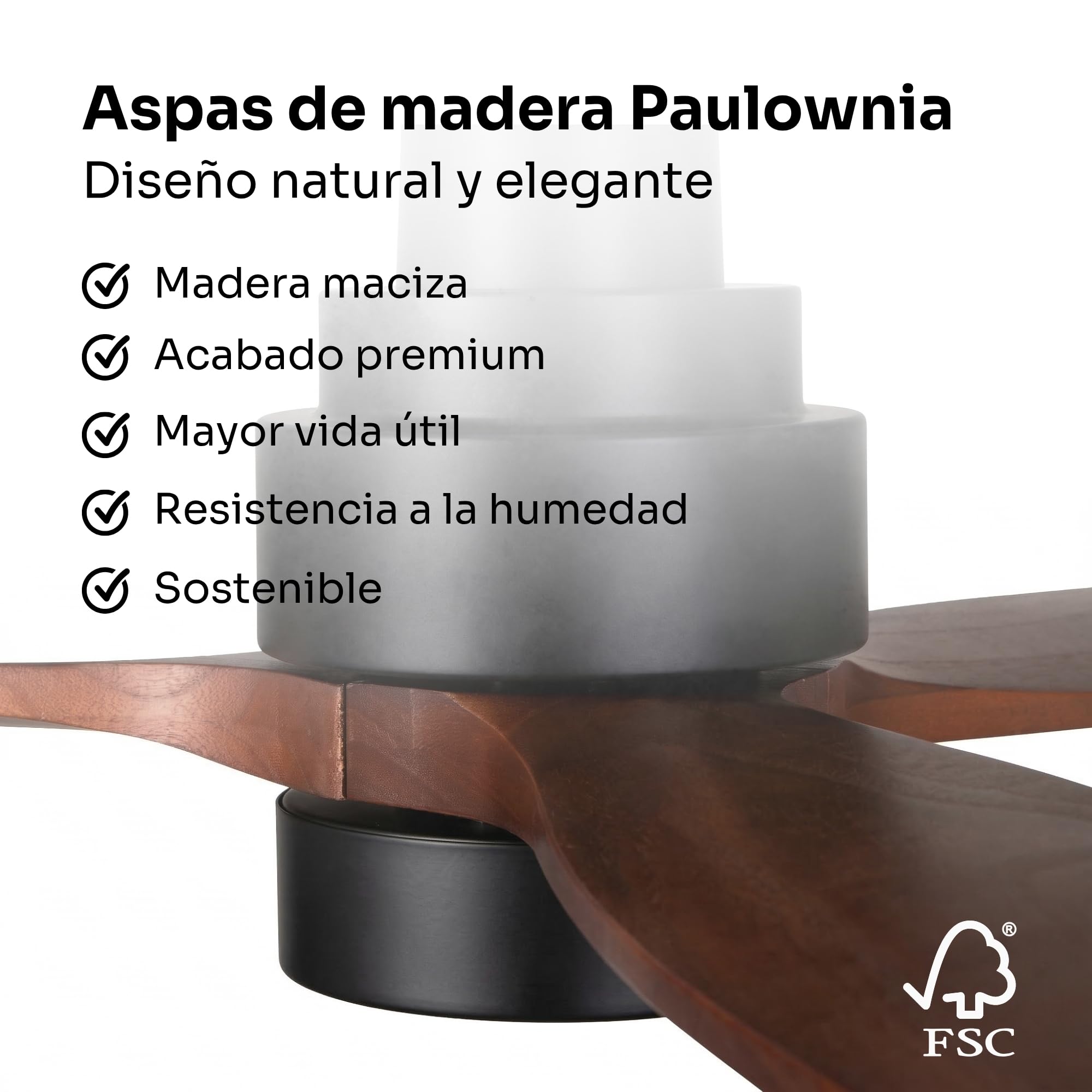 Mellerware - Ventilador de Techo Led con Mando a Distancia Brizy! | 30 W | 6 Velocidades | Ultra silencioso | Función Verano-Invierno | Temporizador | 3 Aspas | 132 de Diámetro | Motor DC | Dark Wood