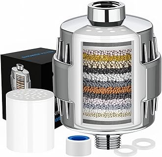20 Stage Shower Head Filter - 1 Cartridges,Hard Water Filter,99% Remove Chlorine, Fluoride,Heavy Metals and Harmful Impurities,High Output Showerhead Filters for Improving Skin and Hair,Chrome