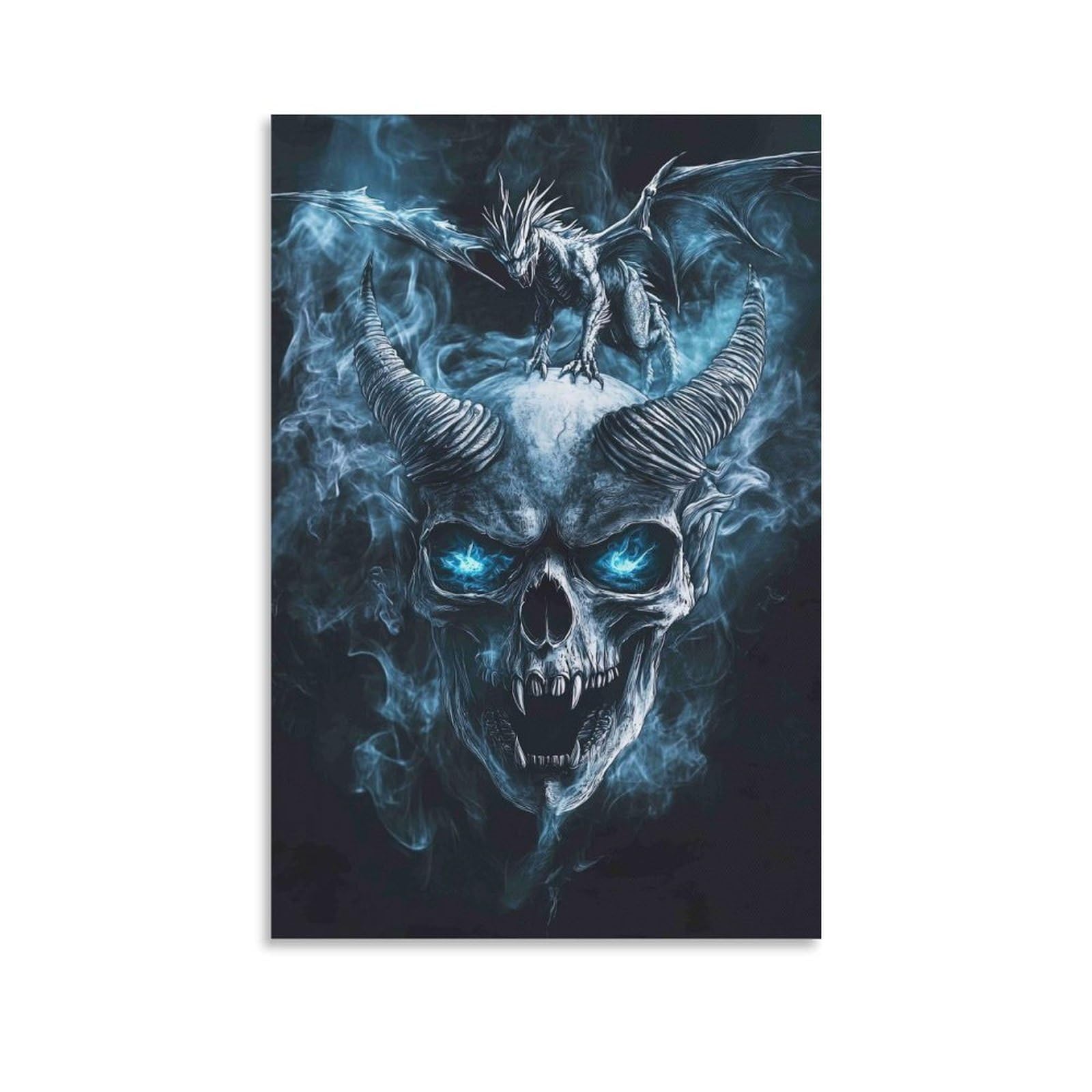 DHBANEIOK Demon Skull Dragon Poster Artwork Canvas Prints Picture Modern Wall Art Picture Wall Hanging for Living Room Home Decorations 16x24inch(40x60cm)