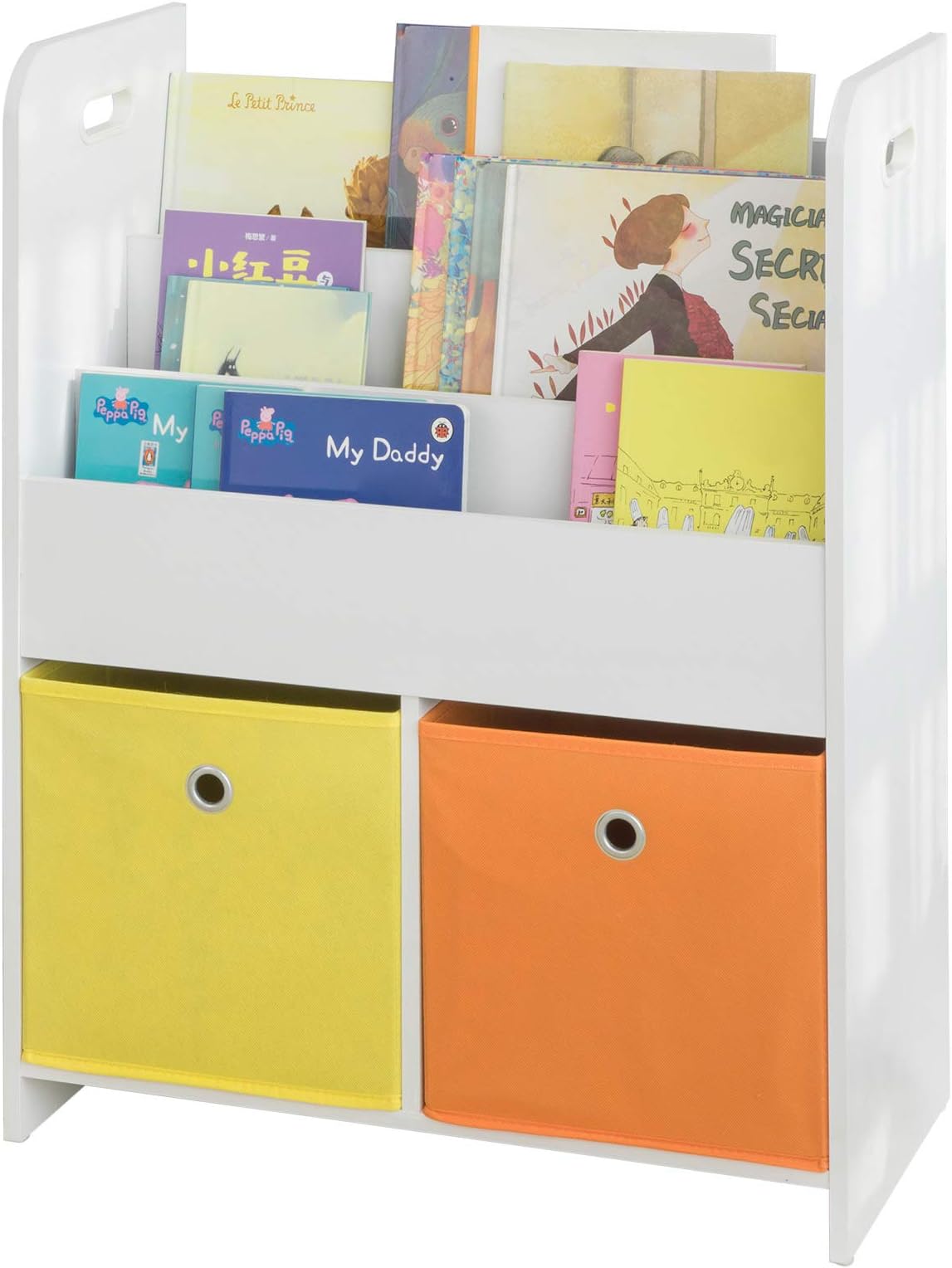 Bibliothèque Étagère à Livres Enfant Meuble de Rangement Jouets Porte