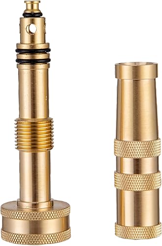 Miniatura 2 de Boquilla de manguera de latón macizo de alta calidad, giro ajustable, diseño resistente de 4 pulgadas con 10 arandelas de goma para manguera de