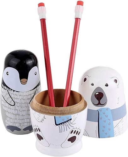 Miniatura 5 de 5 muñecas rusas de anidación hechas a mano, de madera, apilables, muñecas rusas Matryoshka para niños y niñas, regalo de deseos de cumpleaños (osos