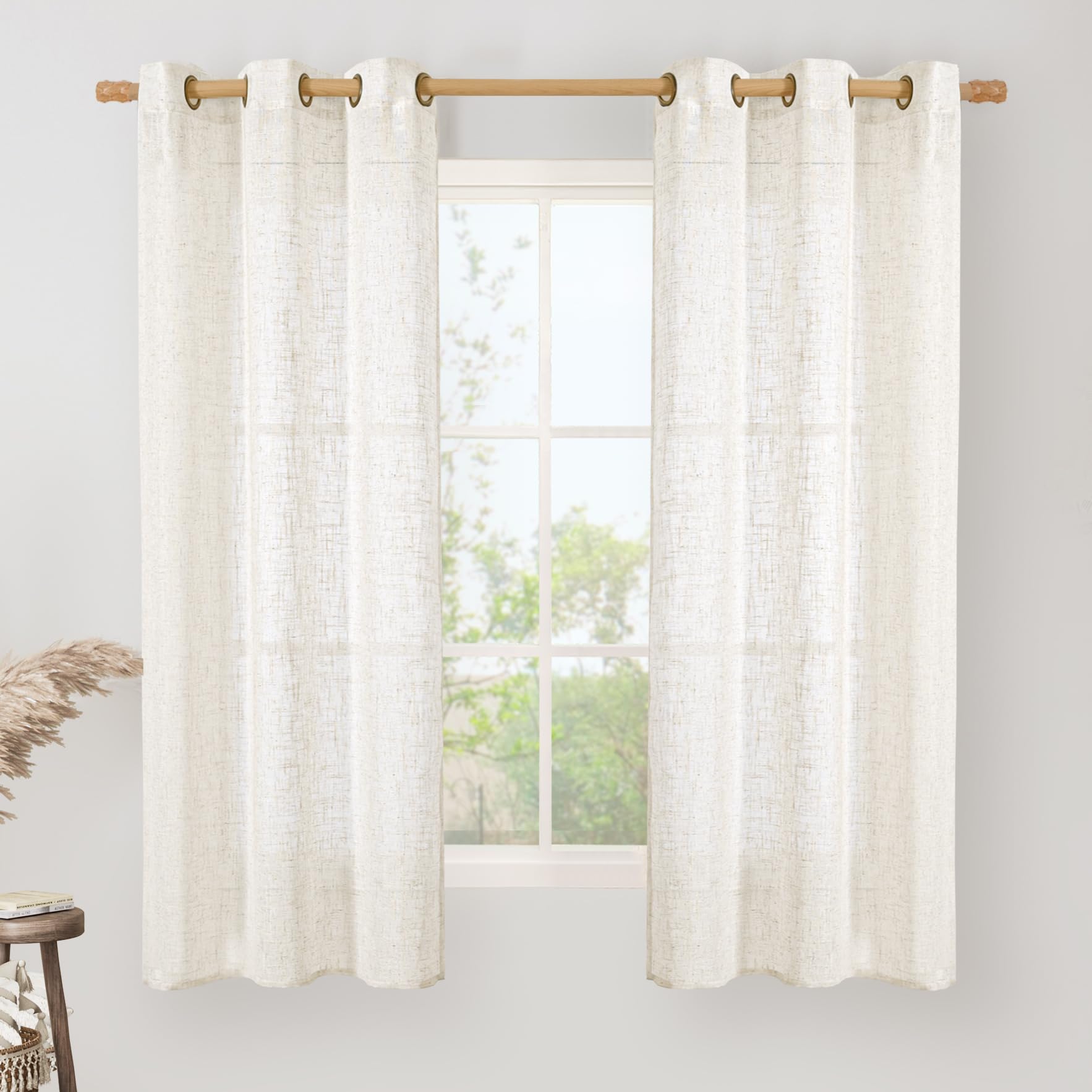 Photo 1 of LAMIT Linen Curtains Cream 60" L - 2 Panels