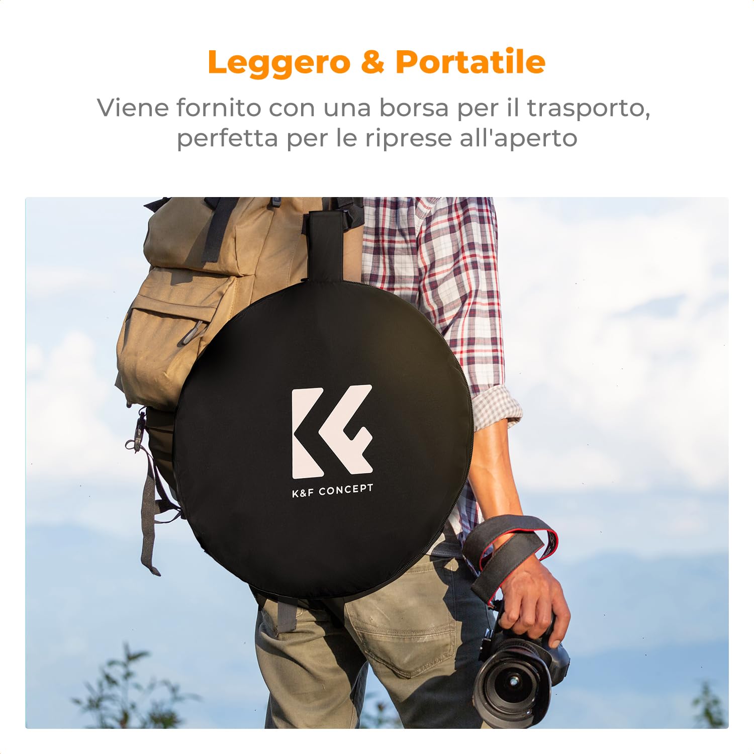 K&F CONCEPT Riflettore fotografico 5in1 100x150cm con borsa da trasporto | Diffusore ovale riflettore pieghevole per fotografia, adatto a ritratti, selfie, matrimoni e illuminazione esterna, LE08
