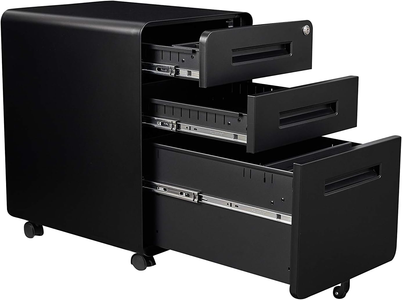 STEELCUBE 3 Drawer Filing Cabinet, Metal Filing Cabinet Legal/Letter Size with Lock, Mobile Storage Cabinet for Home and Office, Fully Assembled Except Wheels (Black): Kitchen & Dining