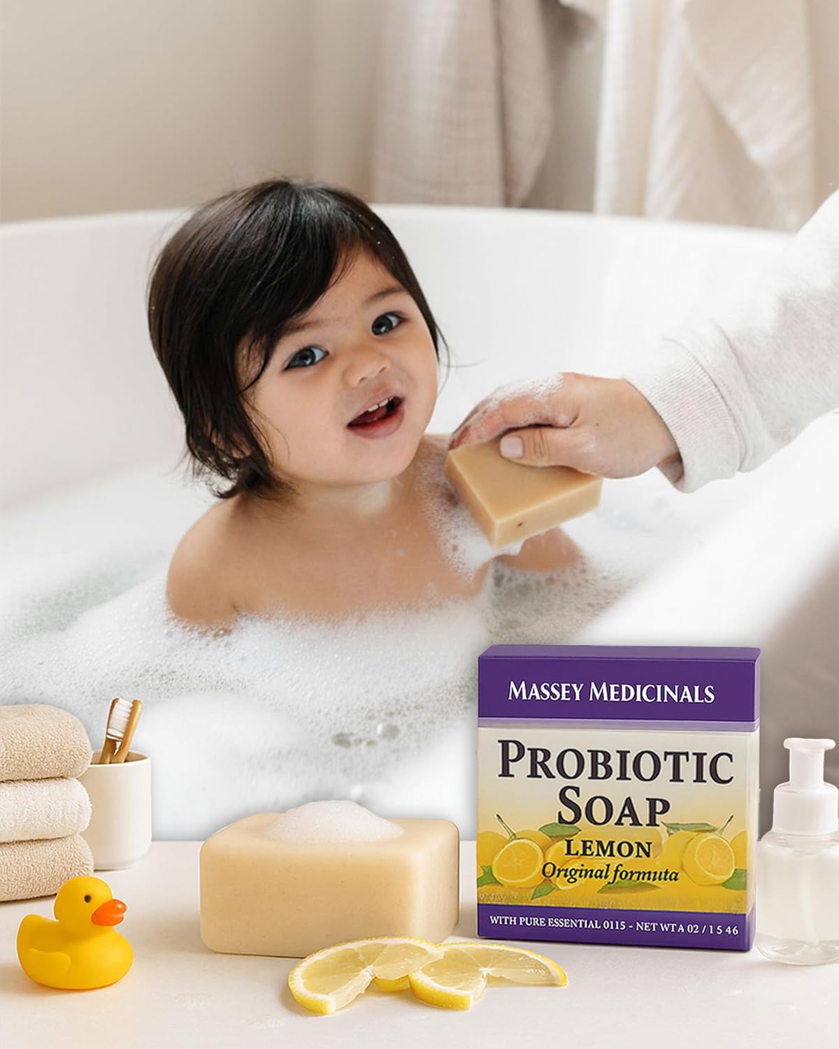 Massey’s CF 100% Natural Probiotic Soap - Powerful Tea Tree and Lemon Body Soap - 4oz Lemon Scent