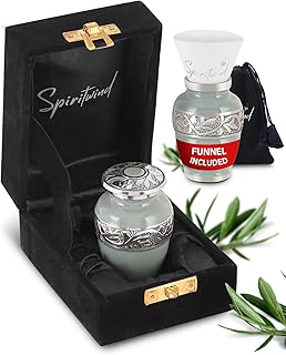 Handmade 2.9" Keepsake Urn with Premium Gift Box & Funnel - A Small Urn for Ashes for Women & Men - Beautifully Presented Small Urns for Human Ashes Keepsake Size (Olive Rest Color)