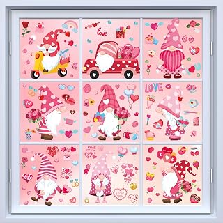 AOWDIAO Valentines Day Decorations 107 Pcs Valentines Window Clings Double Sided Holiday Window Stickers Decor