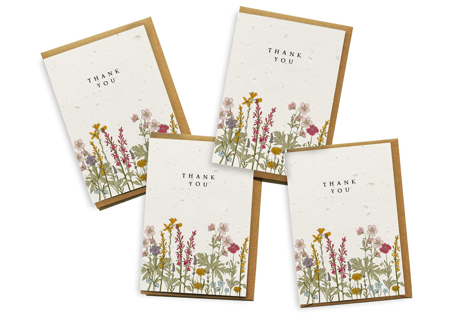 Eco-Friendly Biodegradable Seed Paper Plantable Greeting Card Multi Pack - Thank You Wildflowers