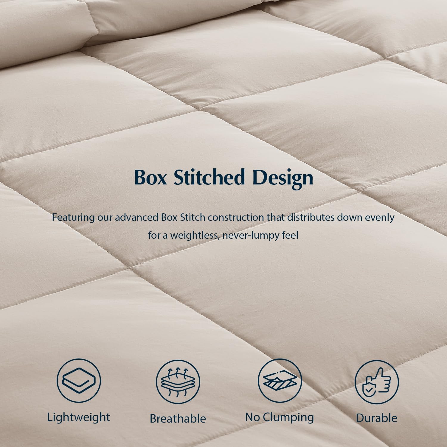 Pacific Coast Lightweight Goose Feather Down Fiber Comforters Twin Size, Summer Duvet Insert, Ultra Soft, Breathable, Hotel Luxury Bedding Comforter with 8 Tabs, Beige, 68 x 90 inches