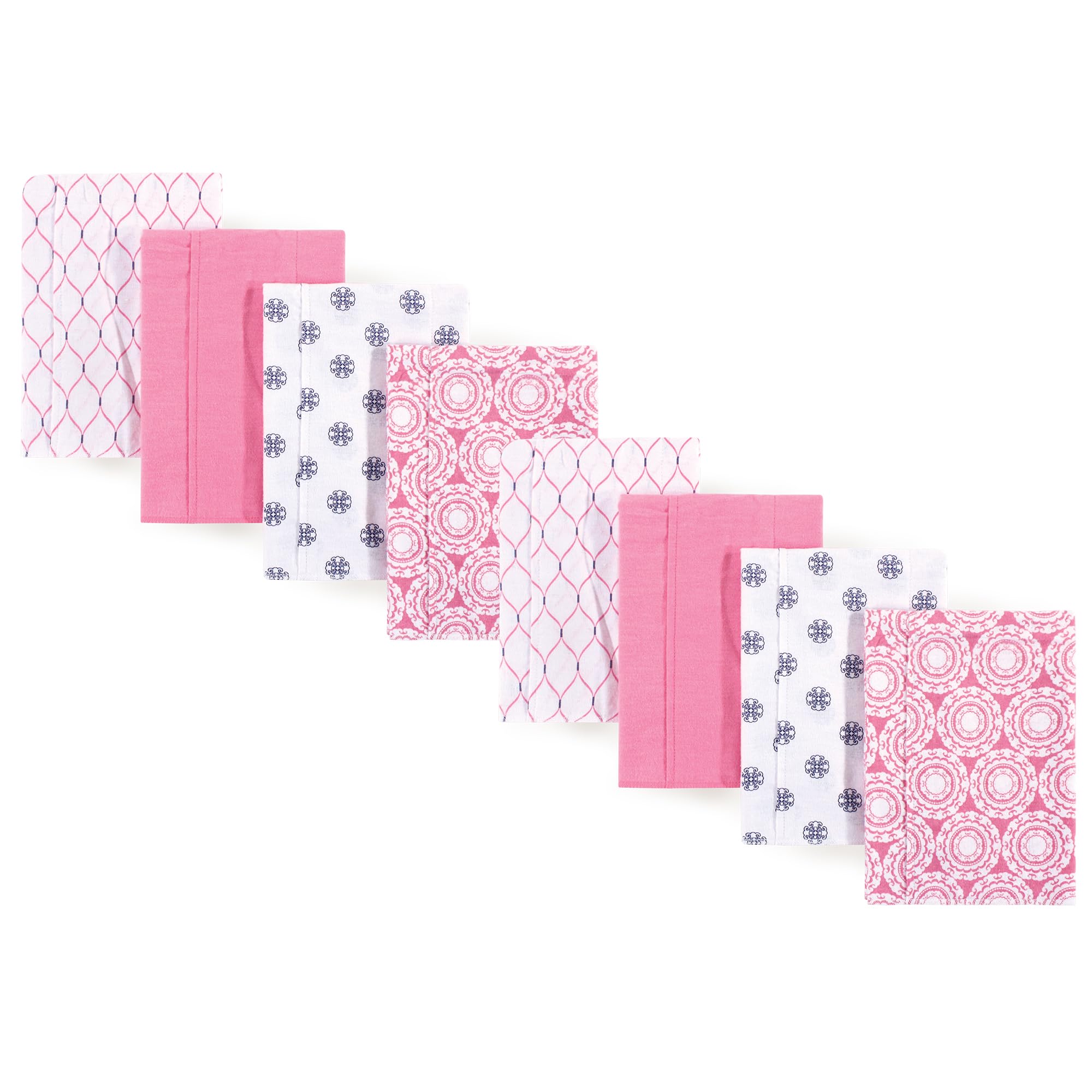 Hudson Baby Cotton Poly Flannel Burp Cloths Multipack, Medallion 8-Pack, One Size