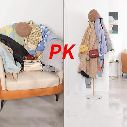 Miniatura 6 de Perchero de latón antiguo, 8 ganchos, soporte de base de mármol para abrigos, sombreros, bufandas, ropa, B