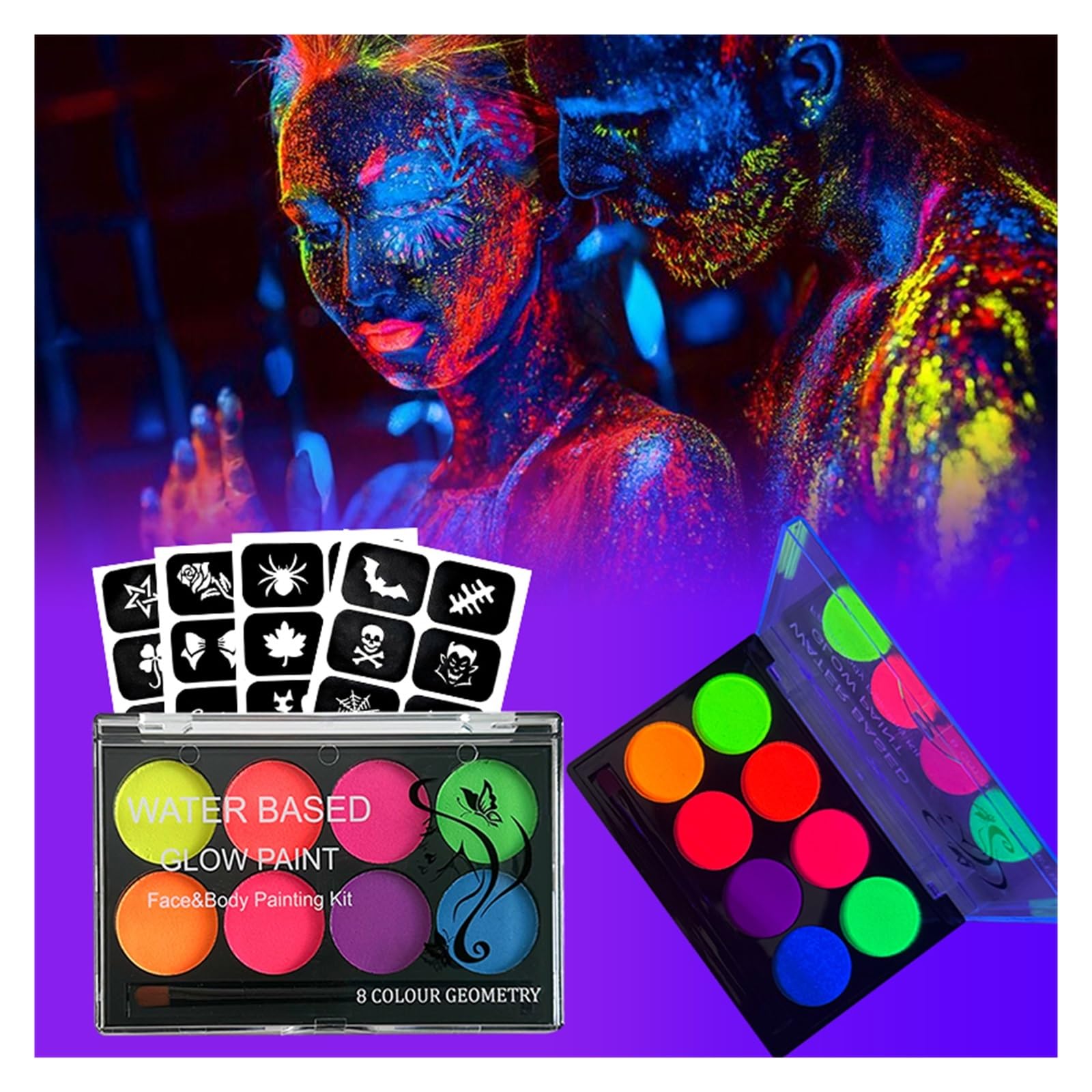 paleta de pintura corporal Set de pintura fluorescente para la cara y el cuerpo(SET-C)