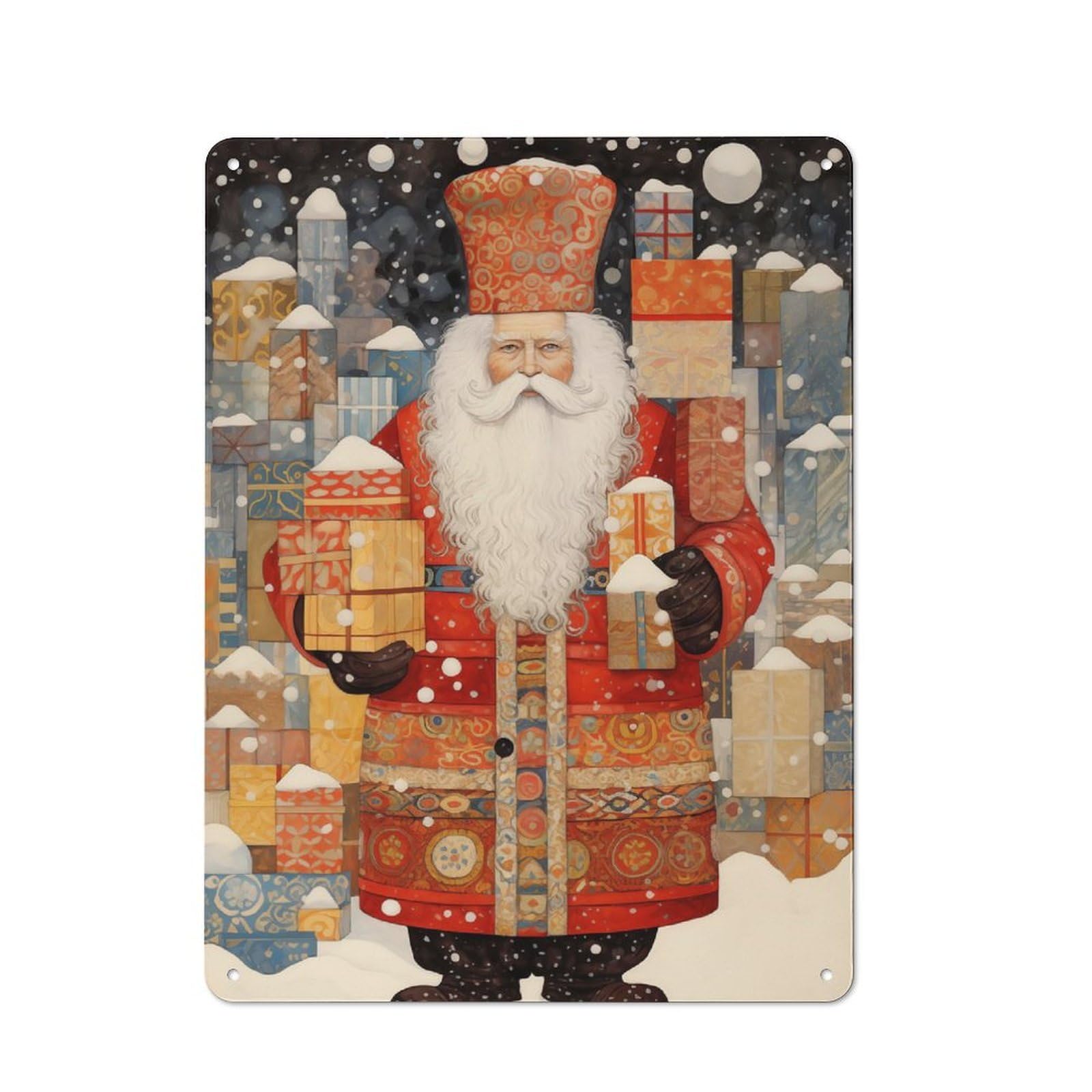Junmoney Santas Snowy Surprise For Garden Room Or Summerhouse, Rustic Tin Sign 40X30cm, Wall Decor For Garden Rooms And Summerhouses