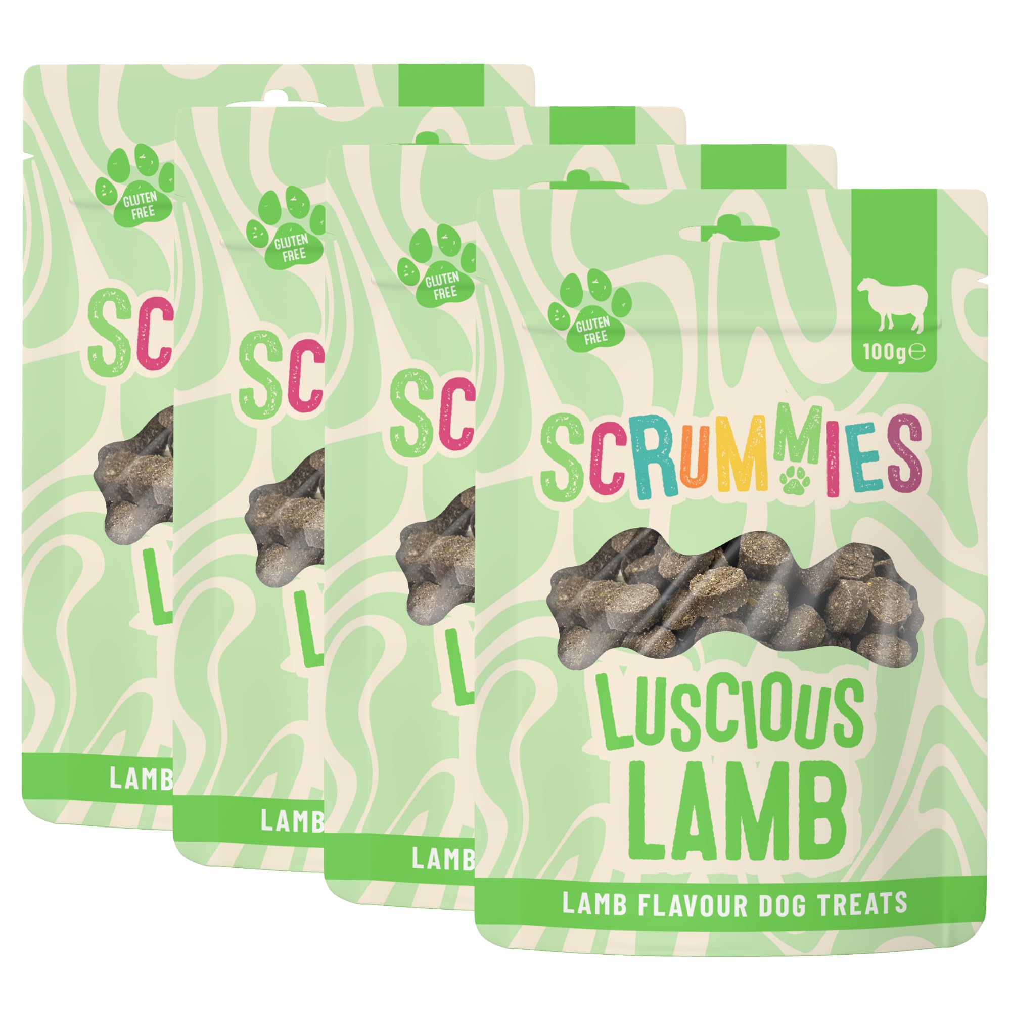 Scrummies Luscious Lamb Dog Treats Oven Baked Bite Size Treats, Gluten Free, No Added Sugar, Low in Fat Healthy Lamb Flavour Treats for Dogs 12+ Weeks | 100g (Pack of 4) — image 1