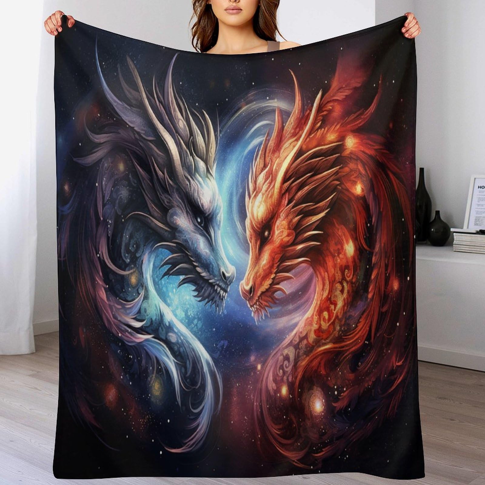 Plaid en flanelle dragon couverture lit 180x200 pour vos soirées cocooning au chaud
