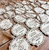 25 Pack Names of Jesus Wooden Christmas Ornaments, 5.5cm/2.2 inch Diameter | Jesus Advent, Religious Christmas Decorations, Christian Gifts for Women & Men