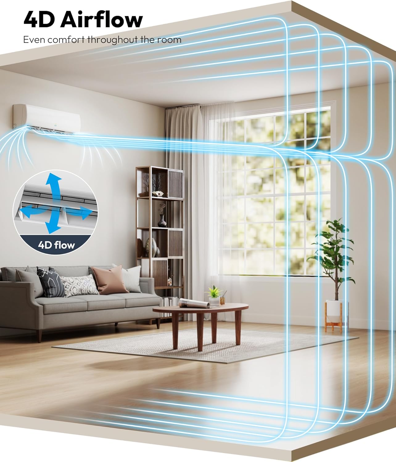 12000BTU Mini-Split Air Conditioner - 20 SEER2 115V WiFi-Enabled Inverter Ductless System AC, Heat Pump, Pre-Charged Condenser, Cools & Heats up to 750 Sq Ft, for Bedroom, AHRI