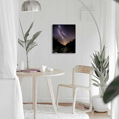 Miniatura 7 de Bathroom Wall Art Decor Bathroom Pictures for Wall Artwork Night Sky and Milky Way Nature Panorama Framed Canvas Wall Art for Bedroom Dining Room