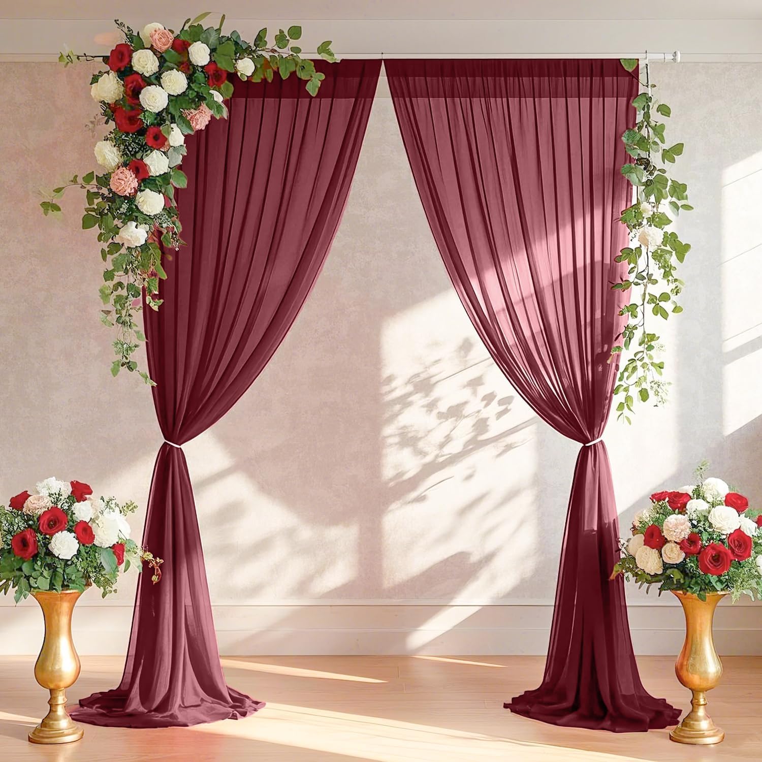 FI - FLICK IN 1 Pcs Red net Curtain Cloth for Decoration Backdrop