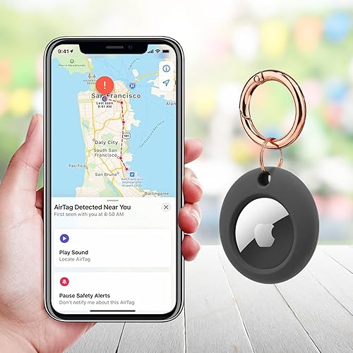 Miniatura 7 de Paquete de 4 soportes para Airtag, llavero Airtag, soporte de silicona para AirTag, funda suave a prueba de golpes y caídas para mochilas de niños,