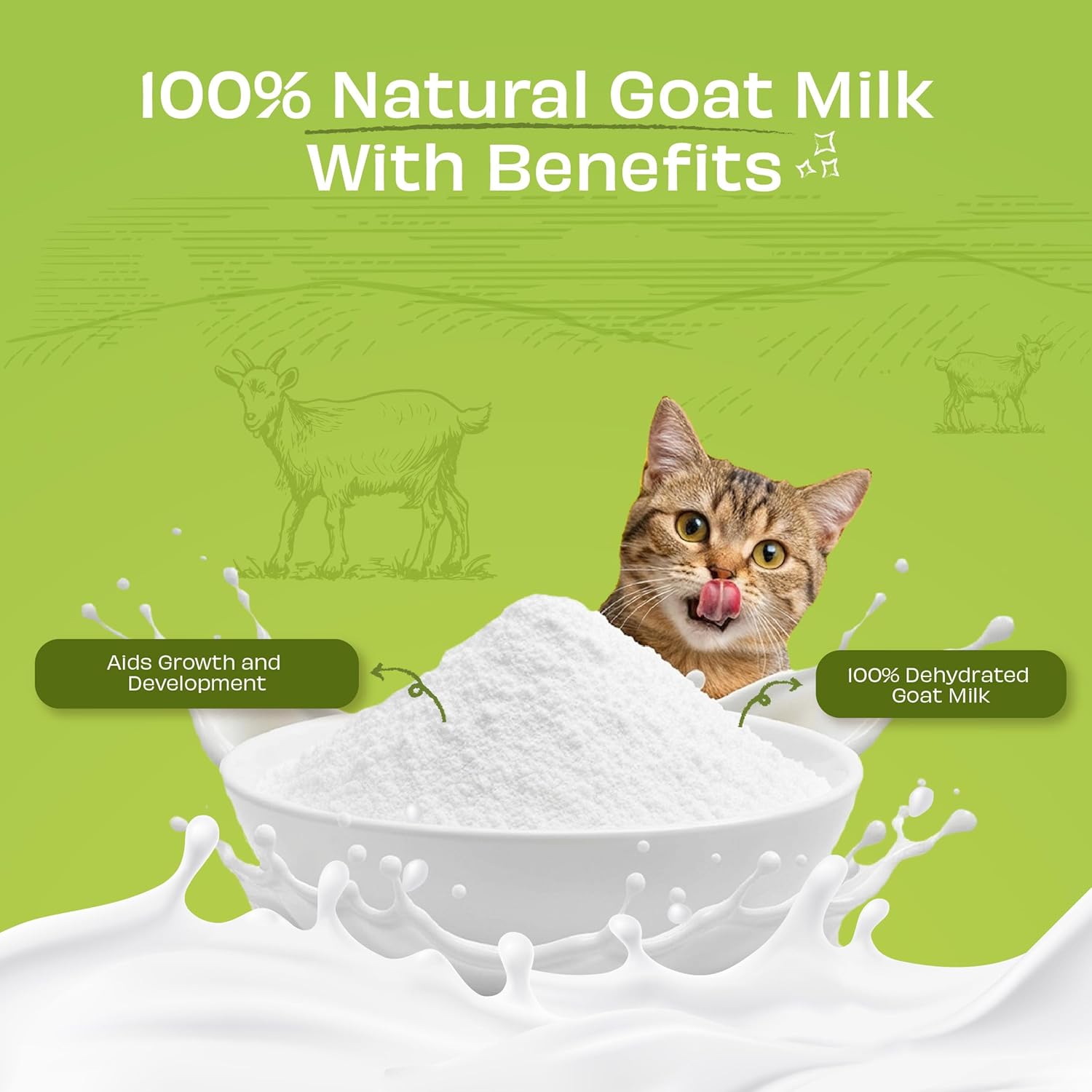 Pawfect Nature's Sip Goat Milk Nutri Booster Powder for Cats- All Natural - Rehydrate Food - Probiotic Milk Supplement - Immunity Booster - Food Topper - Liquid Treat (150g/5.29oz)