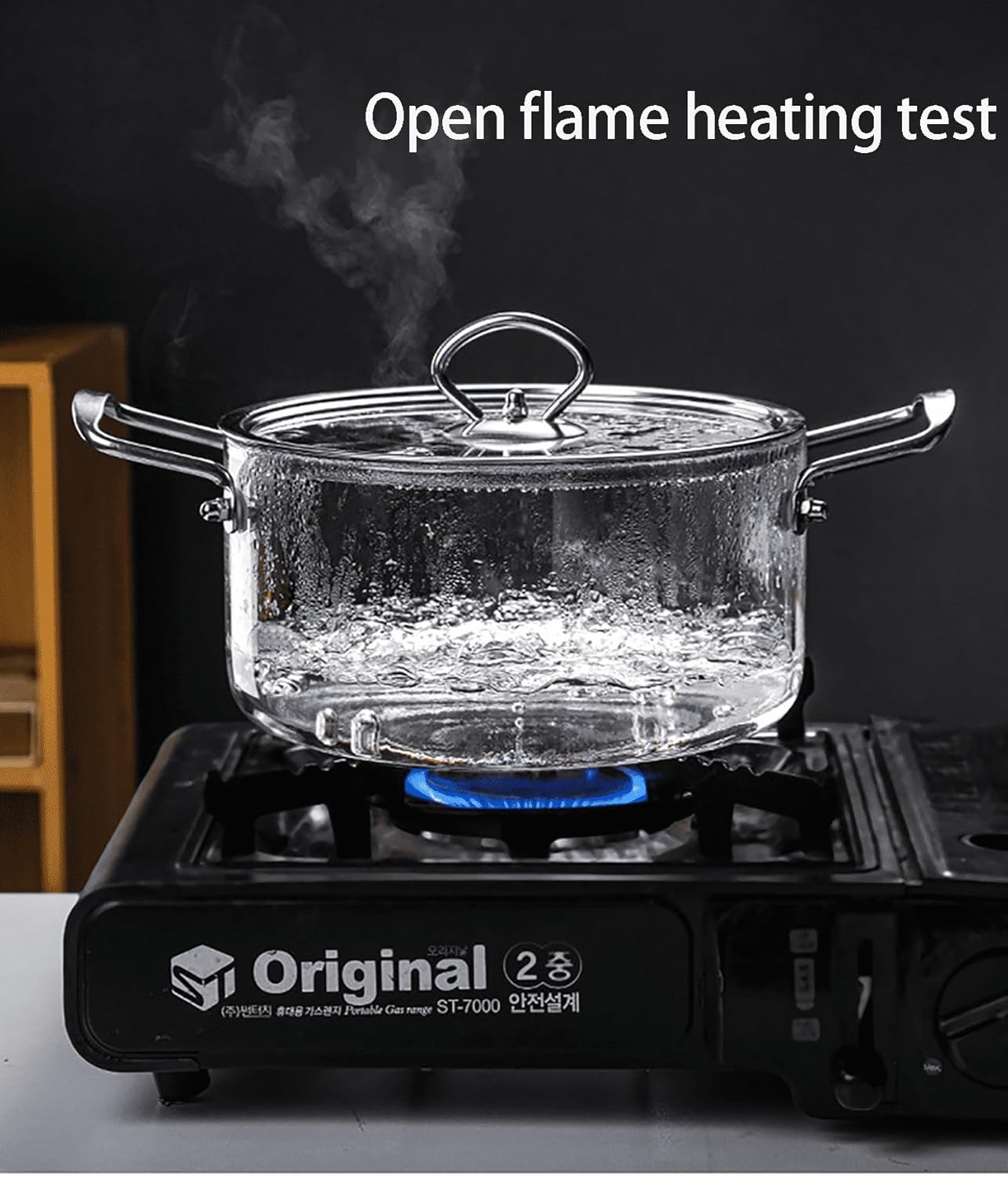 Glass Clear Saucepan with Lid,Glass pot Glass Cookware Set Saucepan with Lid, Glass Pot Stovetop Heat Resistant Stainless Steel Double Handles Clear Glassware for Cooking Milk, Pasta & Baby F