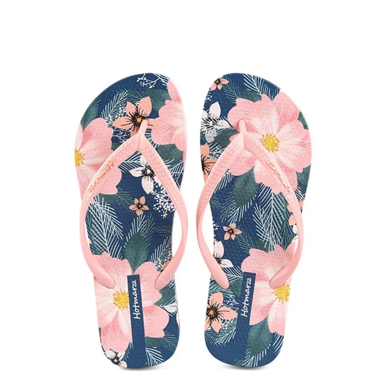 Infradito da donna Ciabatte infradito da donna estive comode spiaggia con stampa floreale, in PVC, ad asciugatura rapida, piscina