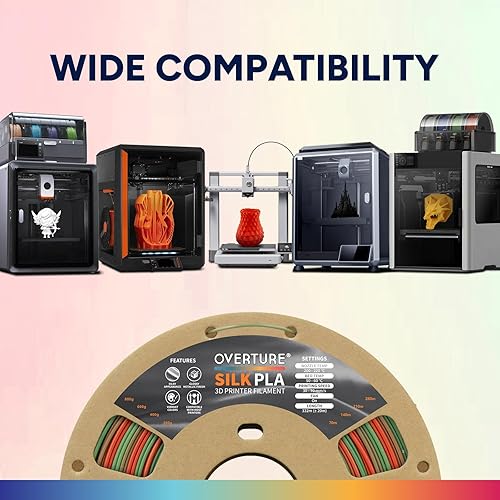 Vista 65 de OVERTURE Filamento de ácido poliláctico de seda, 1/16 de pulgada, acabado bicolor, suave y brillante, carrete 2.2 libras, para joyería de cosplay