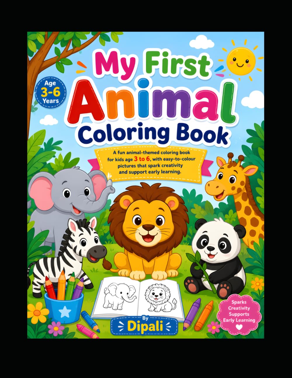 Easy Animal Coloring Book for Preschoolers: Fun and Easy Coloring Pages for Kids Ages 3-6 | Cute Farm, Jungle, Forest and Ocean Animals for Preschool, Kindergarten and Toddlers
