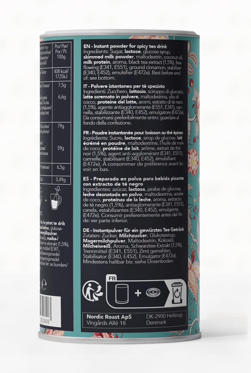 Nordic Roast | Chai Latte | Indian Summer | 320g | Mezcla de Chai Latte istantaneo in polvere | Té Negro Especiado con leche | per te Hogar, Café, Restaurante | 13-15 Taza