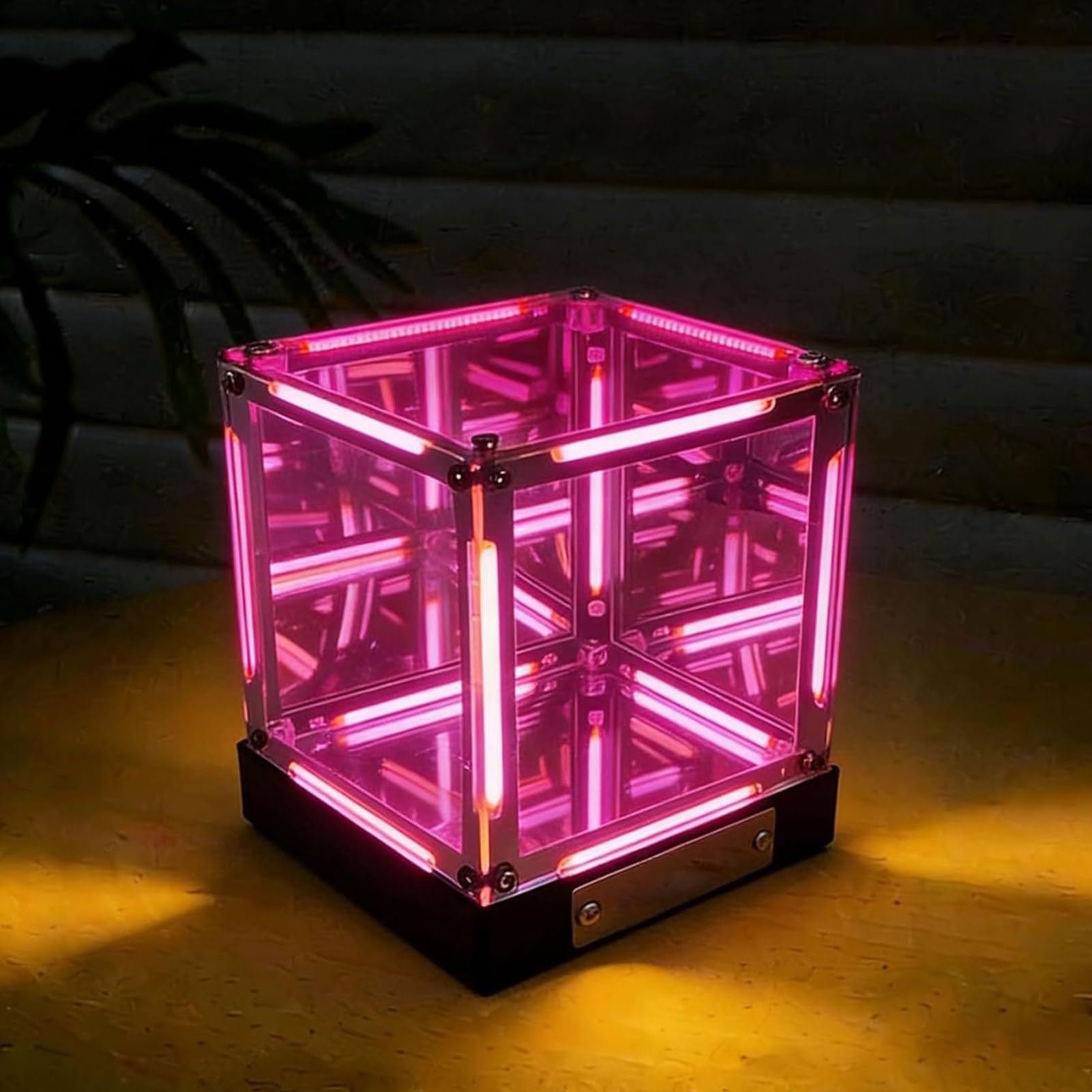 Plyisty Infinity Mirror Cube Light, Rechargeable 4D LED Table Lamp, Touch Dimmable Acrylic RGB Atmosphere Light for Gaming Room Decor