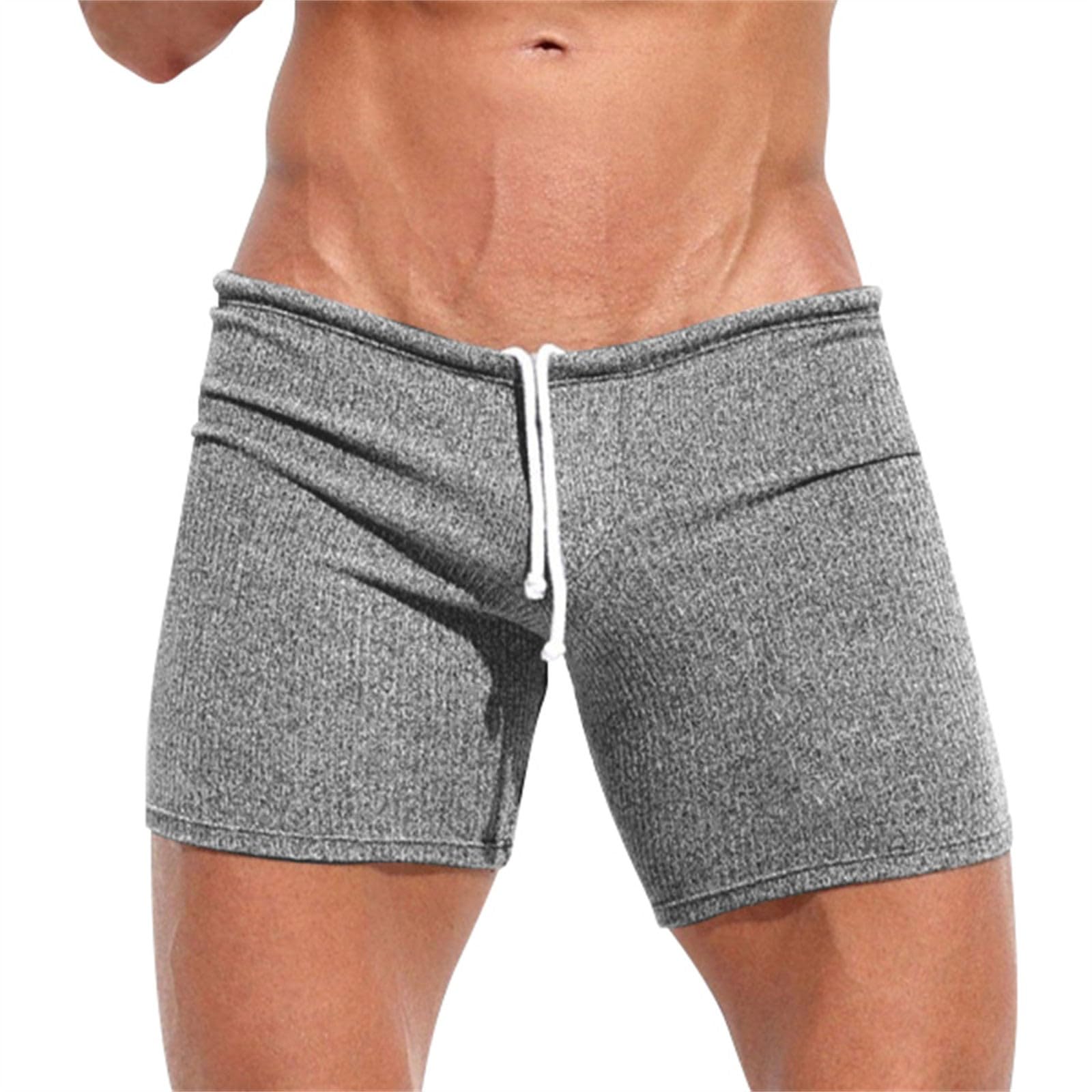 BUKKNYE Mens Cotton Pajamas Shorts Comfort Soft Lounge Boxers Sexy Booty Shorts Elastic Waist Sport Doing Briefs Home Sleepwear(Dark Gray,XXL)